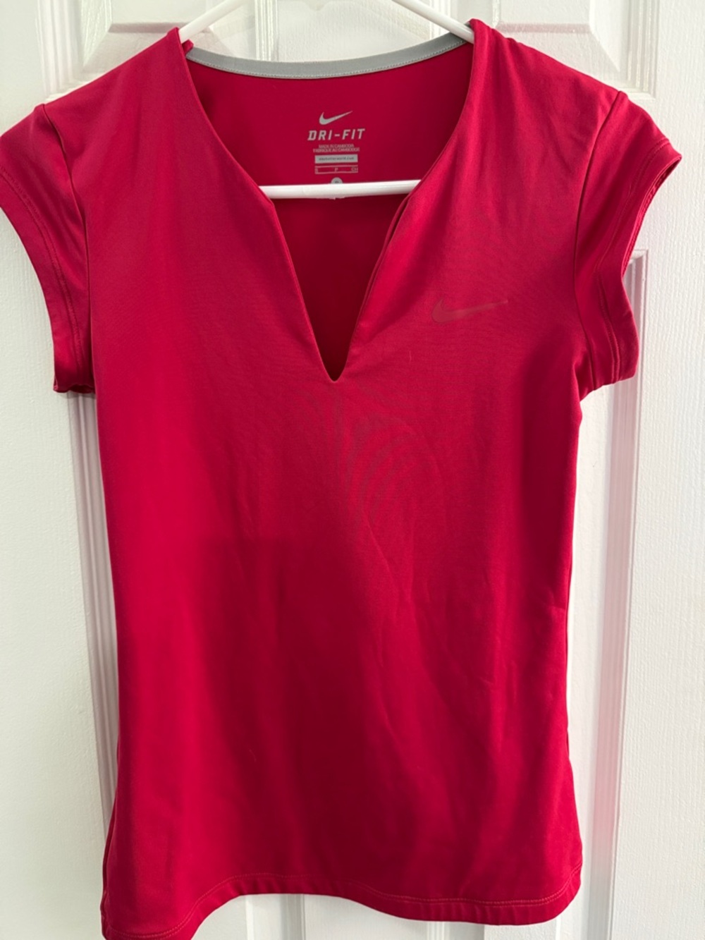 Nike Women's Hot Pink V-Neck Dri-FIT Short Sleeve Tee